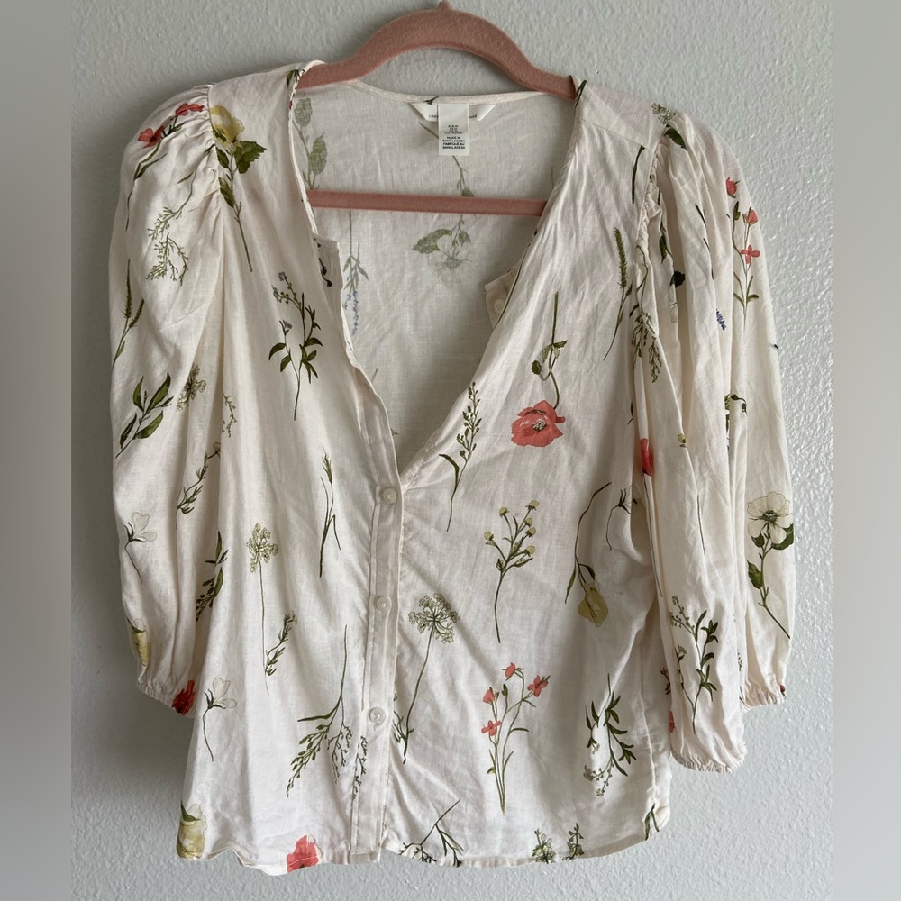 Linen Blend Floral Top